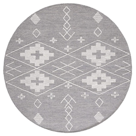 Safavieh 6 x 6 ft. Kilim 851F Hand Woven Round Area Rug; Grey & Ivory KLM851F-6R